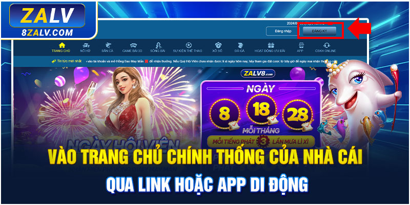 Vào trang chủ chính thống của nhà cái qua link hoặc app di động